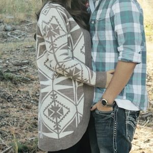 Charlotte Russe Designed Cardigan in White and Tan